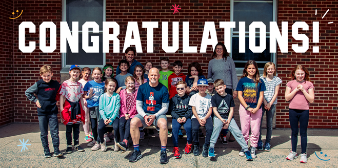 Congratulations with group of kids