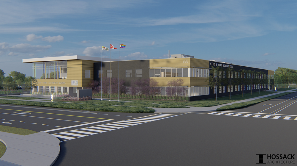 An illustrated rendering of the new South Guelph high school