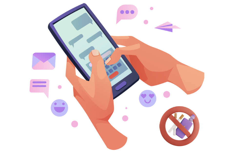 An illustration of hands holding a smartphone