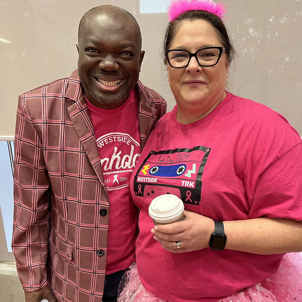 Westside staff dressed in pink